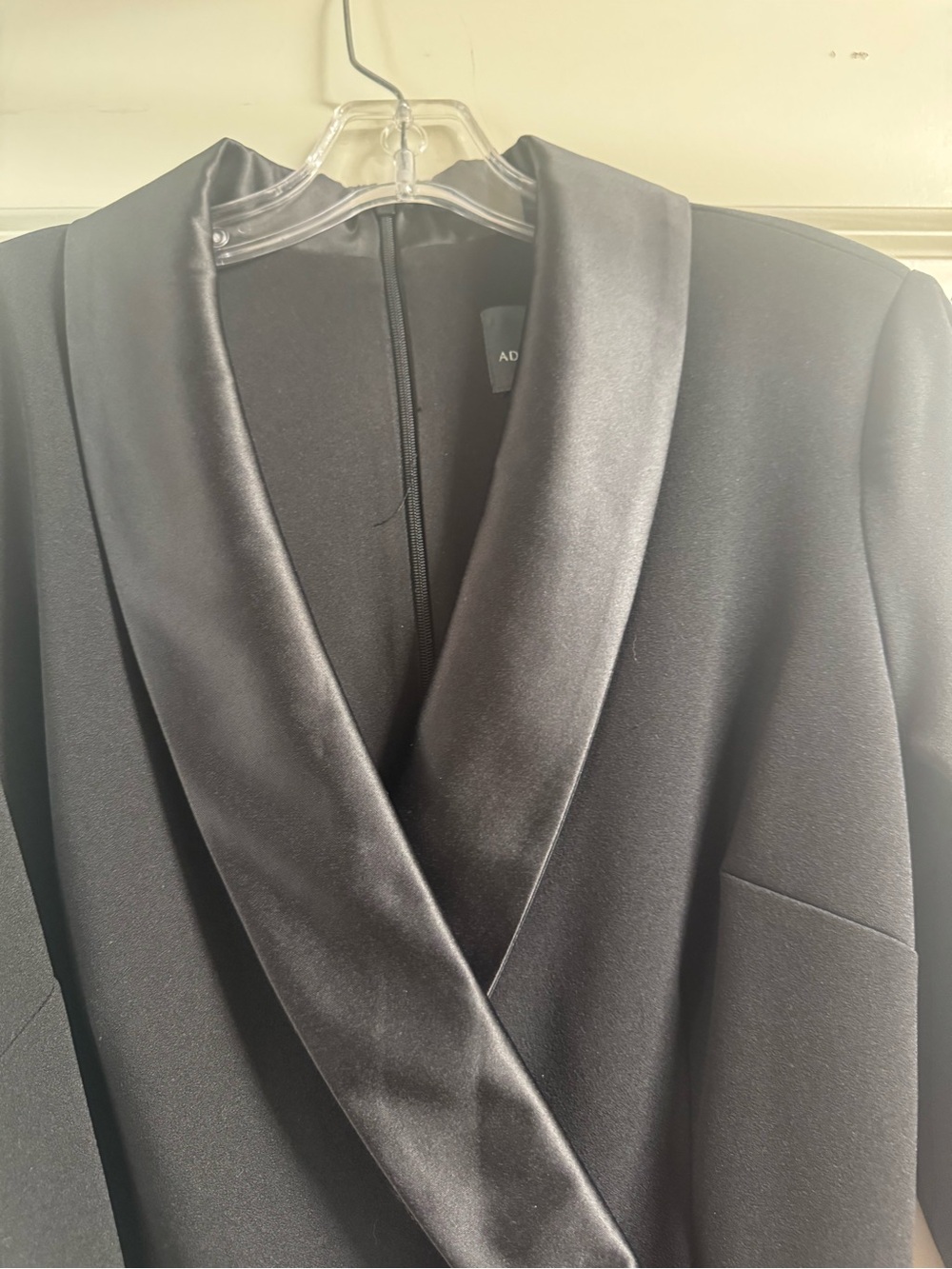 Adrianna Papell Black Satin-Trim Jumpsuit with Tie Belt - Picture 6 of 7